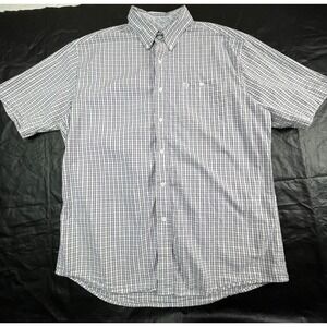 Wrangler George Strait Mens L Shirt Short Sleeve Button Down Purple Check Pocket
